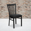 FLASH HERCULES Series Black School House Back Metal Restaurant Chair - Vinyl Seat