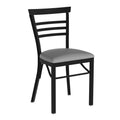 FLASH HERCULES Series Black Three-Slat Ladder Back Metal Restaurant Chair - Vinyl Seat