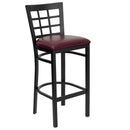 FLASH FURNITURE HERCULES Series Black Window Back Metal Restaurant Barstool - Burgundy Vinyl Seat