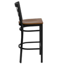 FLASH FURNITURE HERCULES Series Black Window Back Metal Restaurant Barstool - Cherry Wood Seat
