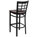 FLASH FURNITURE HERCULES Series Black Window Back Metal Restaurant Barstool - Mahogany Wood Seat