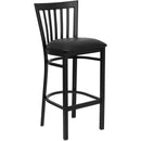 FLASH HERCULES Series Black School House Back Metal Restaurant Barstool - Vinyl Seat