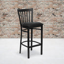 FLASH HERCULES Series Black School House Back Metal Restaurant Barstool - Vinyl Seat