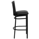 FLASH HERCULES Series Black School House Back Metal Restaurant Barstool - Vinyl Seat