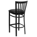 FLASH HERCULES Series Black School House Back Metal Restaurant Barstool - Vinyl Seat