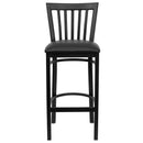 FLASH HERCULES Series Black School House Back Metal Restaurant Barstool - Vinyl Seat