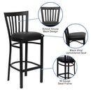 FLASH HERCULES Series Black School House Back Metal Restaurant Barstool - Vinyl Seat