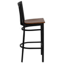 FLASH HERCULES Series Black School House Back Metal Restaurant Barstool - Wood Seat
