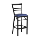FLASH HERCULES Series Black Two-Slat Ladder Back Metal Restaurant Barstool - Black Vinyl Seat