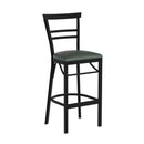 FLASH HERCULES Series Black Two-Slat Ladder Back Metal Restaurant Barstool - Black Vinyl Seat