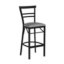 FLASH HERCULES Series Black Two-Slat Ladder Back Metal Restaurant Barstool - Black Vinyl Seat