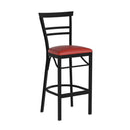 FLASH HERCULES Series Black Two-Slat Ladder Back Metal Restaurant Barstool - Black Vinyl Seat