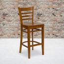 FLASH FURNITURE HERCULES Series Ladder Back Cherry Wood Restaurant Barstool
