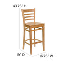 FLASH FURNITURE HERCULES Series Ladder Back Natural Wood Restaurant Barstool