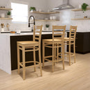FLASH FURNITURE HERCULES Series Ladder Back Natural Wood Restaurant Barstool
