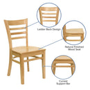 FLASH FURNITURE HERCULES Series Ladder Back Natural Wood Restaurant Chair