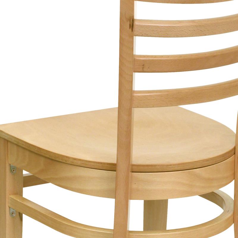 FLASH FURNITURE HERCULES Series Ladder Back Natural Wood Restaurant Chair