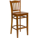 FLASH FURNITURE HERCULES Series Vertical Slat Back Cherry Wood Restaurant Barstool
