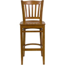 FLASH FURNITURE HERCULES Series Vertical Slat Back Cherry Wood Restaurant Barstool