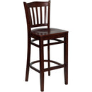 FLASH FURNITURE HERCULES Series Vertical Slat Back Mahogany Wood Restaurant Barstool