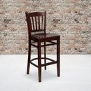 FLASH FURNITURE HERCULES Series Vertical Slat Back Mahogany Wood Restaurant Barstool
