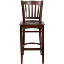 FLASH FURNITURE HERCULES Series Vertical Slat Back Mahogany Wood Restaurant Barstool