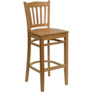 FLASH FURNITURE HERCULES Series Vertical Slat Back Natural Wood Restaurant Barstool