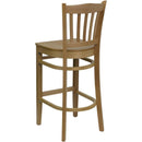 FLASH FURNITURE HERCULES Series Vertical Slat Back Natural Wood Restaurant Barstool