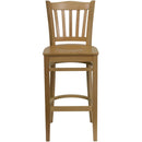 FLASH FURNITURE HERCULES Series Vertical Slat Back Natural Wood Restaurant Barstool