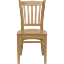 FLASH FURNITURE HERCULES Series Vertical Slat Back Natural Wood Restaurant Chair