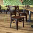 FLASH FURNITURE HERCULES Series Vertical Slat Back Walnut Wood Restaurant Chair