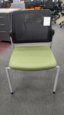 USED Modern Guest Chair – Mesh Back with Green Upholstered Seat