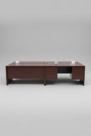 USED Desk 60" x 30" with Double Box/File Pedestals – Mahogany Finish