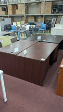USED Desk 60" x 30" with Double Box/File Pedestals – Mahogany Finish