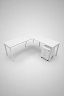 USED White L-Shaped Desk with Mobile Pedestal – 72" x 83"