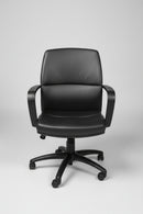USED Leather Task Chair – Black Leather with Tilt Lock and Height Adjustment
