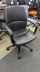 USED Leather Task Chair – Black Leather with Tilt Lock and Height Adjustment