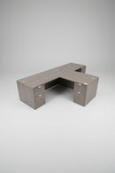 USED L-Shape Desk 71" x 35.5" with 41" x 23" Return & Box/File Pedestal – Driftwood Finish
