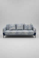 USED Coalesse 3-Seat Lounge Sofa – Blue & White Pattern Fabric