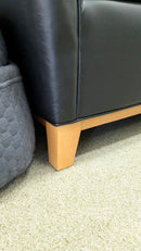 USED Club Chair with Wood Legs – Black Vinyl