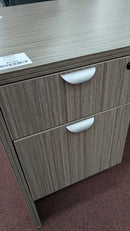USED L-Shape Desk 71" x 35.5" with 41" x 23" Return & Box/File Pedestal – Driftwood Finish