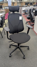 Clearance Black Pulse Task Chair with Mesh Back, Headrest, Lumbar Support and Seat Slider