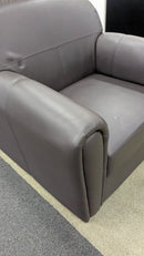 USED Club Chair all Brown Vinyl with Wooden Legs