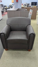 USED Club Chair all Brown Vinyl with Wooden Legs