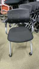 USED Nesting Training Chair with Casters – Black Seat and Back with Silver Frame
