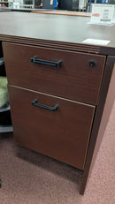 USED Desk 60" x 30" with Double Box/File Pedestals – Mahogany Finish