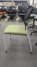 USED Modern Guest Chair – Mesh Back with Green Upholstered Seat
