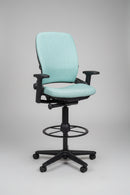 USED Steelcase Leap V2 Stool Chair with Foot Ring – Green Upholstered Seat and Back
