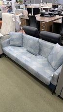 USED Coalesse 3-Seat Lounge Sofa – Blue & White Pattern Fabric