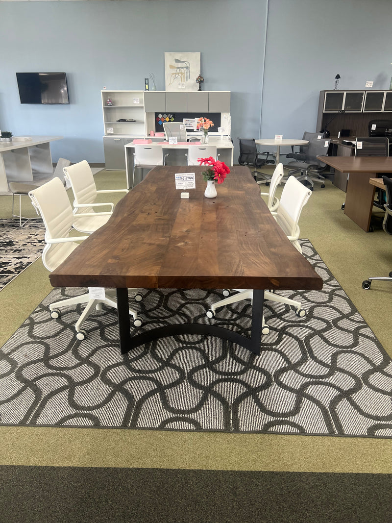 10 ft. Live Edge Solid Wood Table with curved steel bases